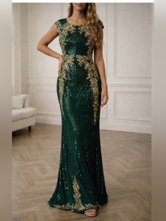 Baltic Born Dresses & Skirts - Baltic Born Azura Green Gold Sequin Formal Evening Wedding Guest Gown Dress